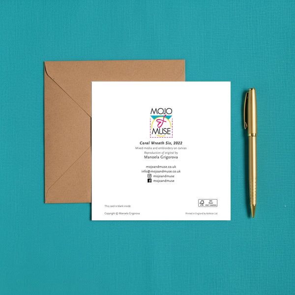 Coral Wreath Six, Art Greeting Card