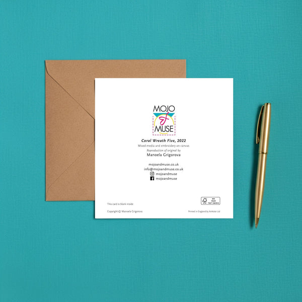 Coral Wreath Five, Art Greeting Card