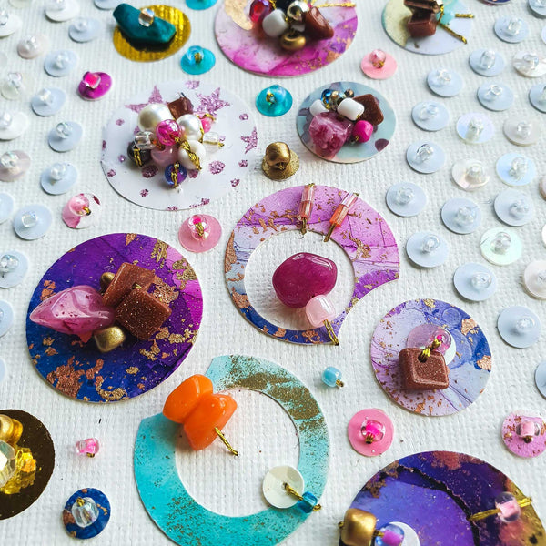 Diffracta Two, 2021, Salvaged materials, upcycled beads, hand-cut sequins artwork for wall decor 