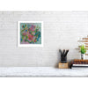 Viola Four 2022 Giclée fine art print featuring abstract floral textures in pink, green, and blue tones on white wall.