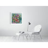 Viola Four 2022 abstract floral art print in soft pastel colors displayed in a minimalist modern living space.