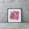 Framed Viola Odorata 2020 Giclée fine art print featuring abstract floral design in vibrant pink and purple tones