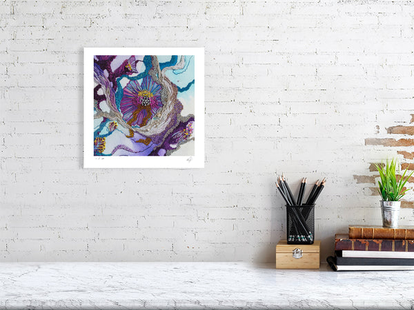 Viola Seven 2023 Giclée fine art print with intricate hand-stitched embroidery details in vibrant colors