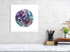 Viola Seven 2023 Mojo Worlds giclée fine art print featuring minimalist circular embroidery detail on white background.