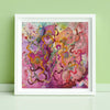 Framed Viola Six 2022 limited edition Giclée print featuring vibrant abstract floral textures and rich colors on cotton paper.