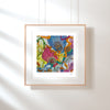Framed 2022 Viola Three Details II print showing colorful abstract embroidery textures and thread patterns.