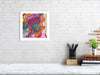 Viola Three 2022 Giclée fine art print of vibrant abstract embroidered textures in pink, orange, blue, and purple tones.