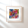 Framed Viola Two 2021 Giclée print showing colorful abstract embroidery textures and fine thread details.