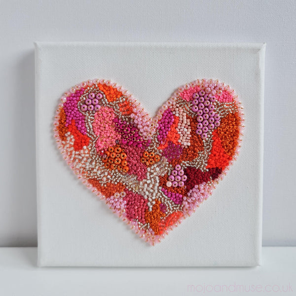 Orange Heart 1.9, 2021-Decorative Tapestries-[Manoela_Grigorova]-[Abstract_Art]-[Embroidery_Art]-Mojo and Muse