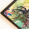 Close-up of Rock the Pool 2023 artwork featuring embroidered starfish and layered resin in a black wooden frame